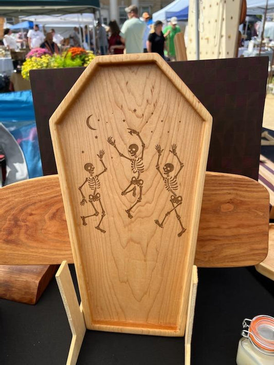 Coffin Charcuterie with Skeleton Engraving